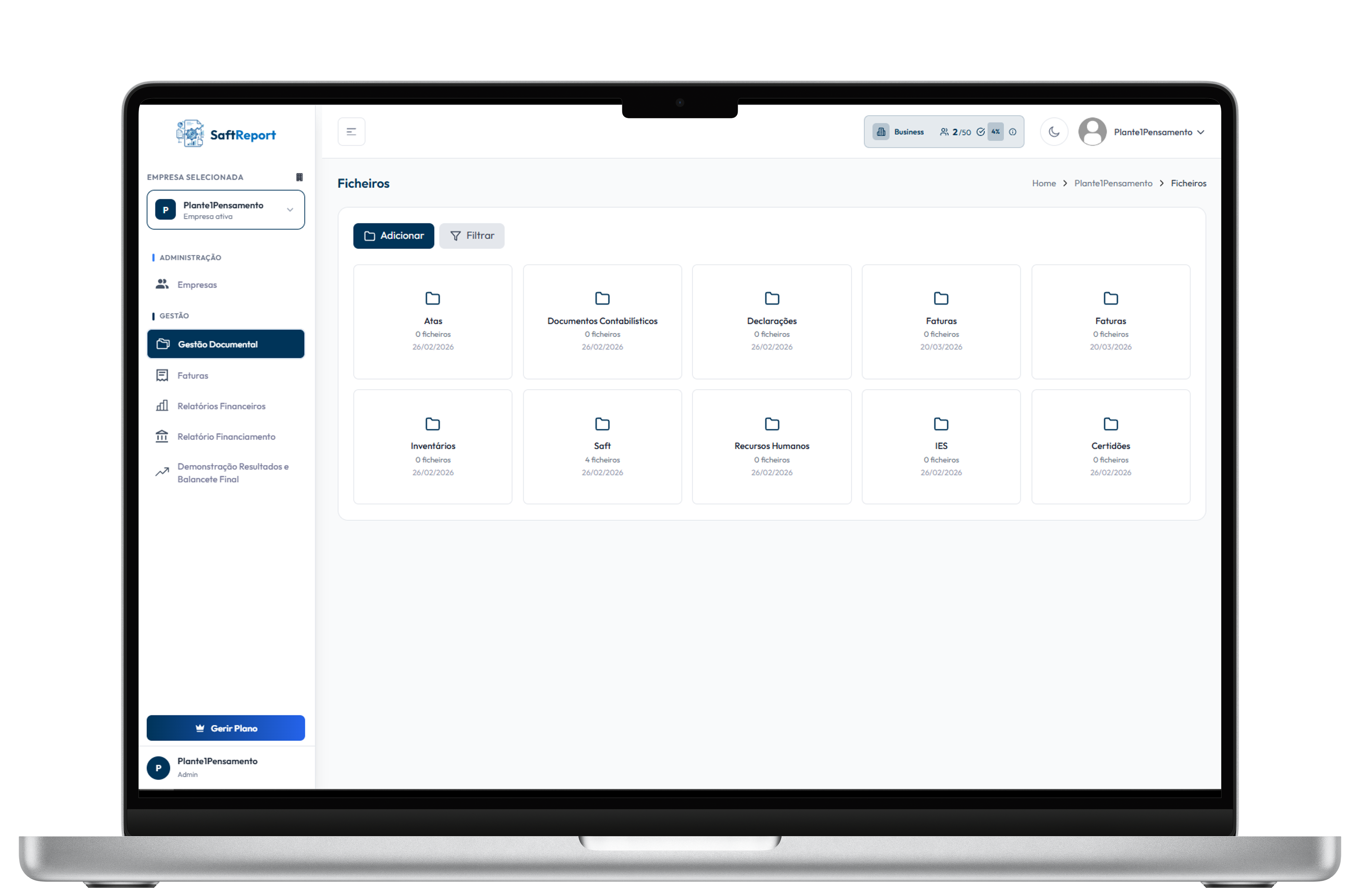 Gestão documental no SaftReport