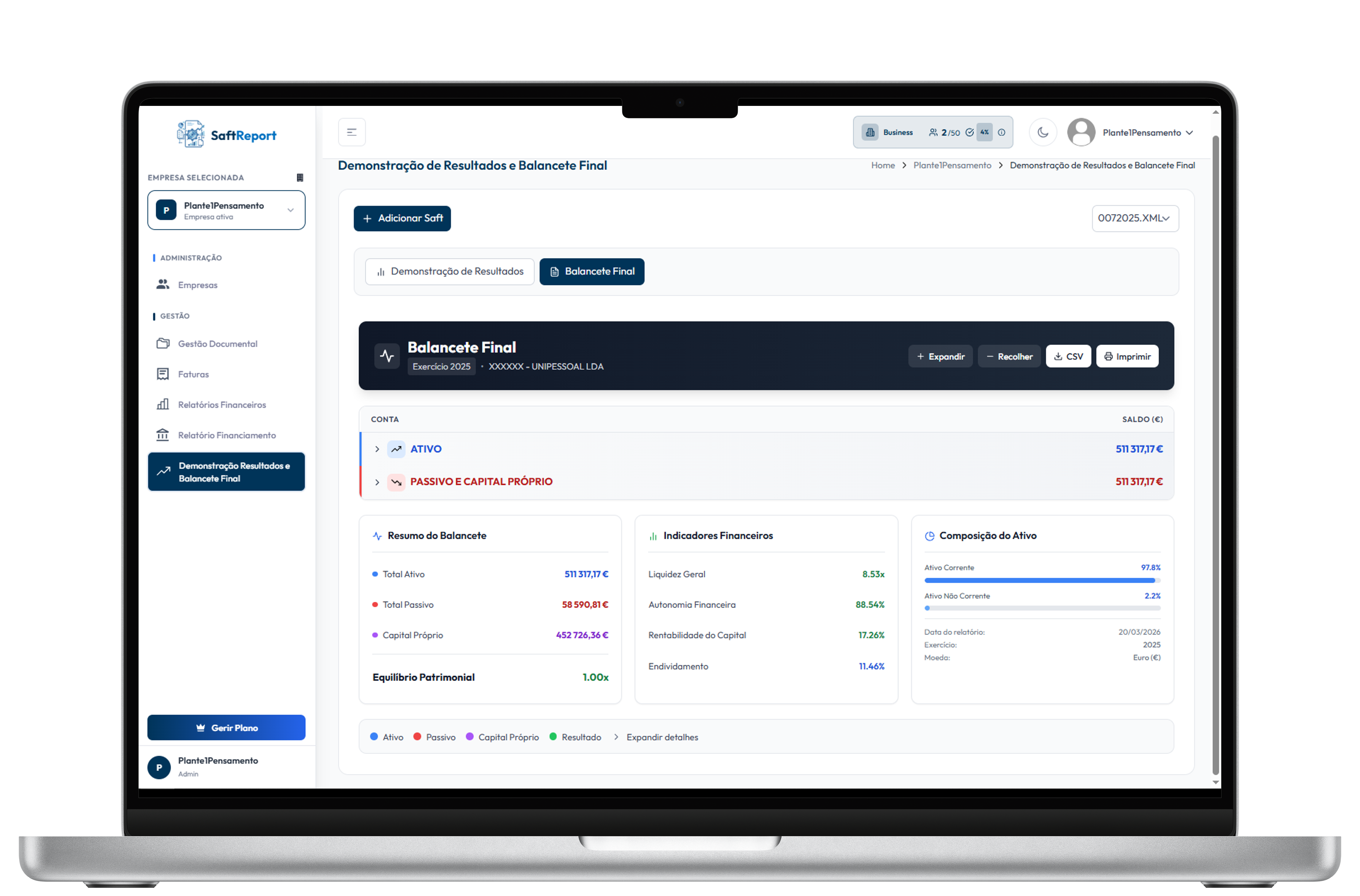 Balancete final a partir do SAF-T