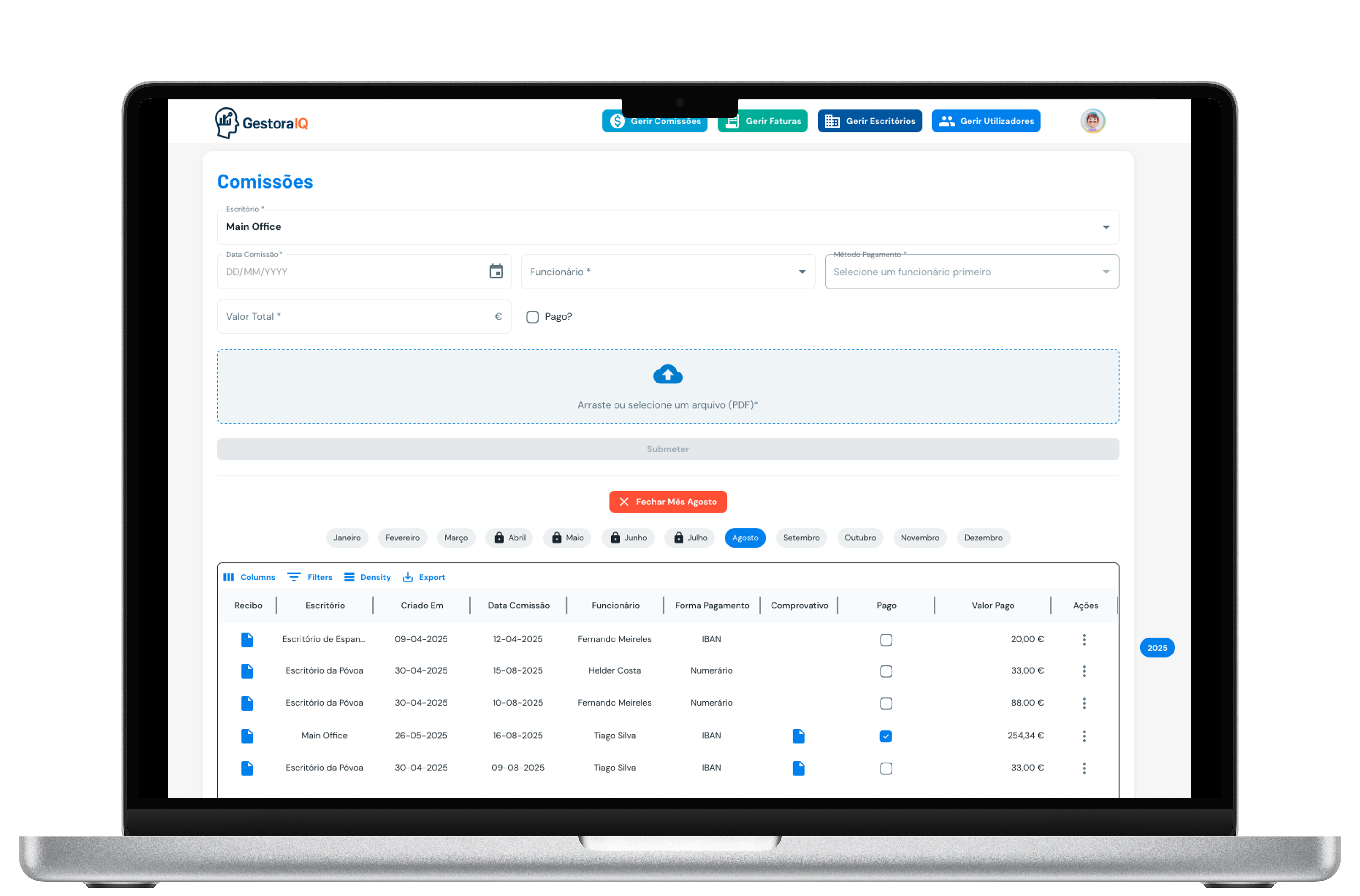 Gestão de Comissões